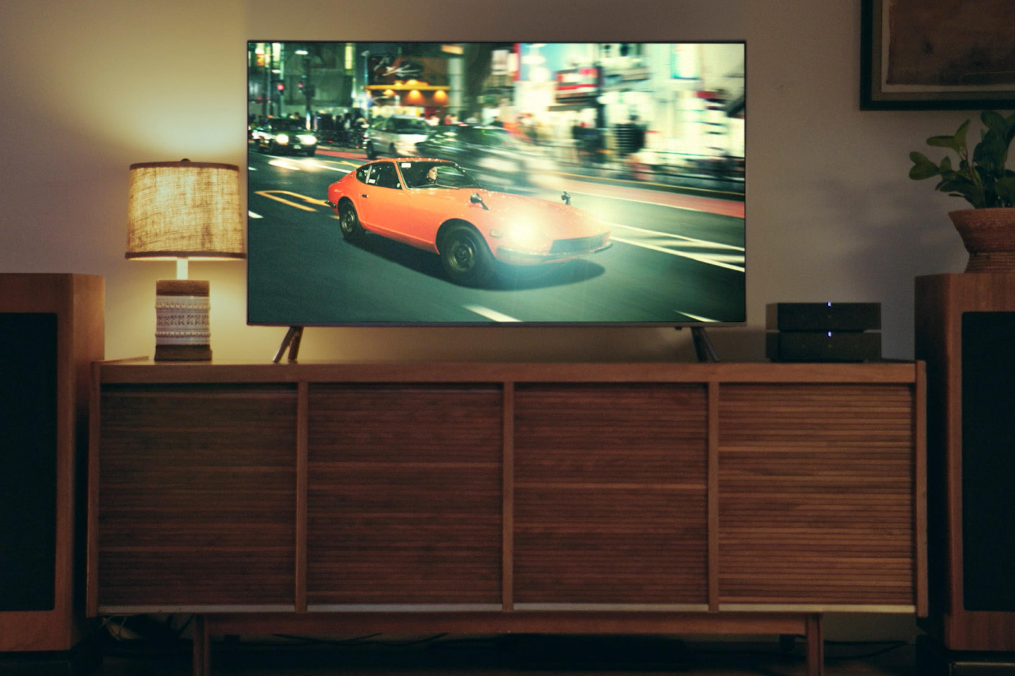 TV and Sonos Amp on a piece of furniture