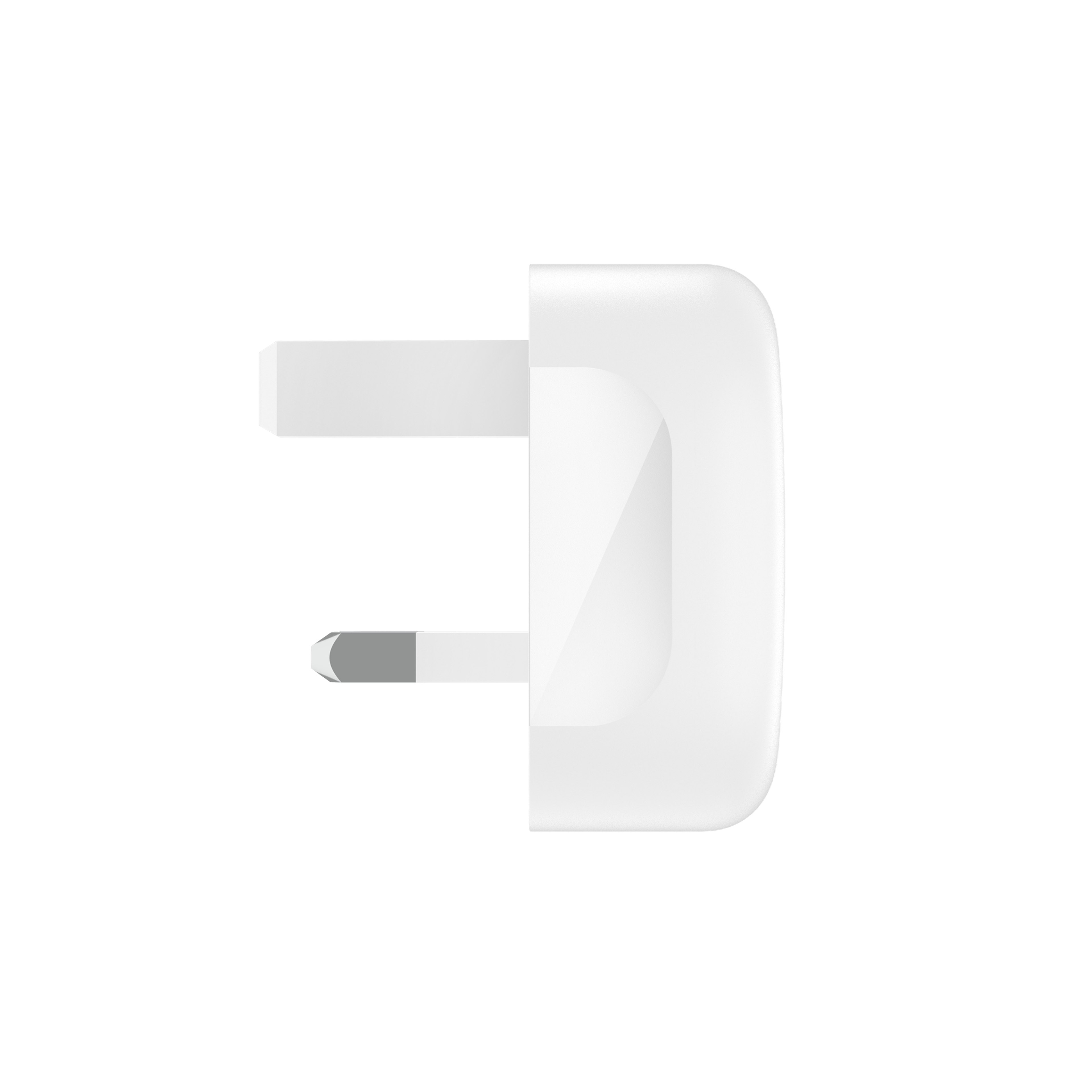 Side view of the white Belkin 20w USB-C power adapter