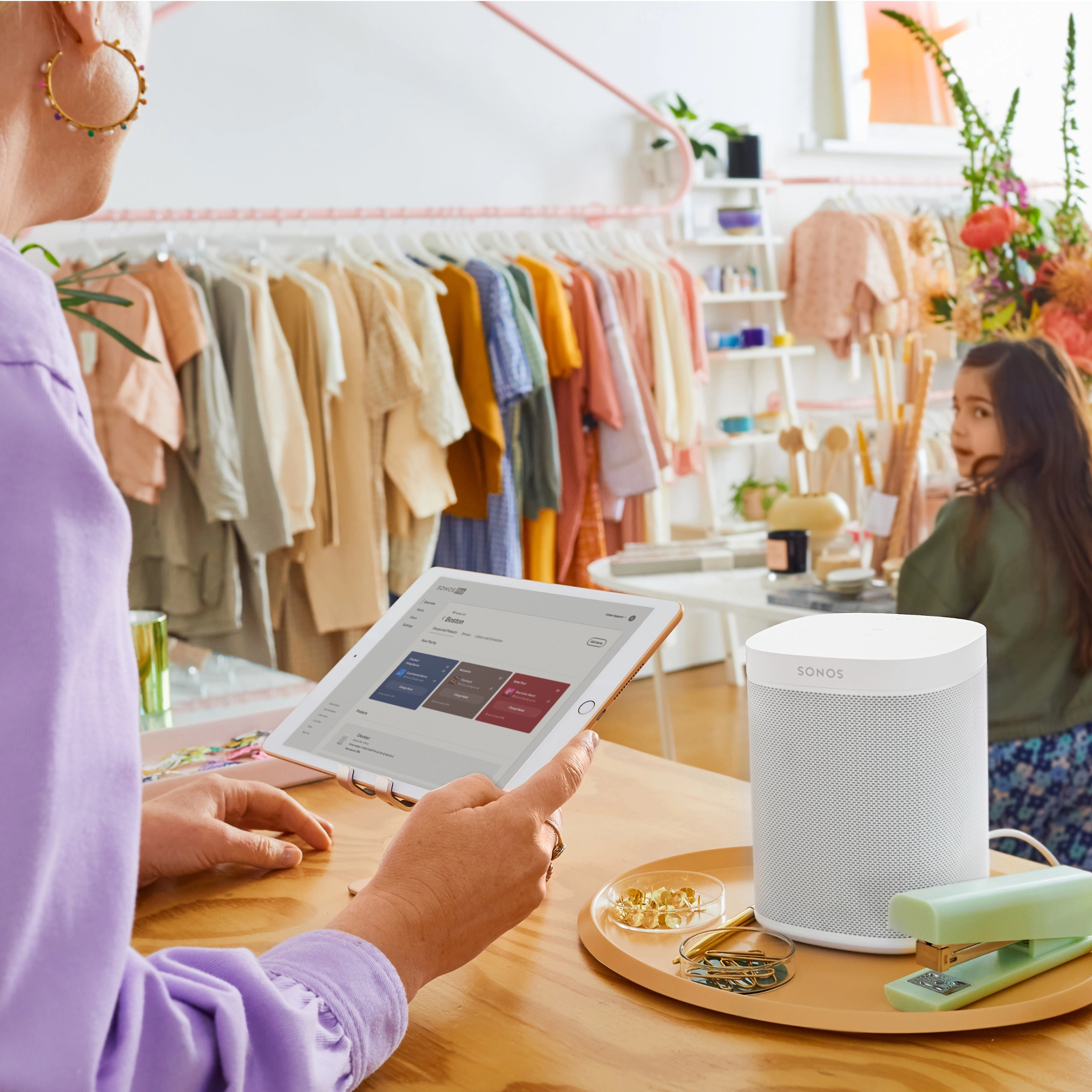 Sonos One inside clothing store