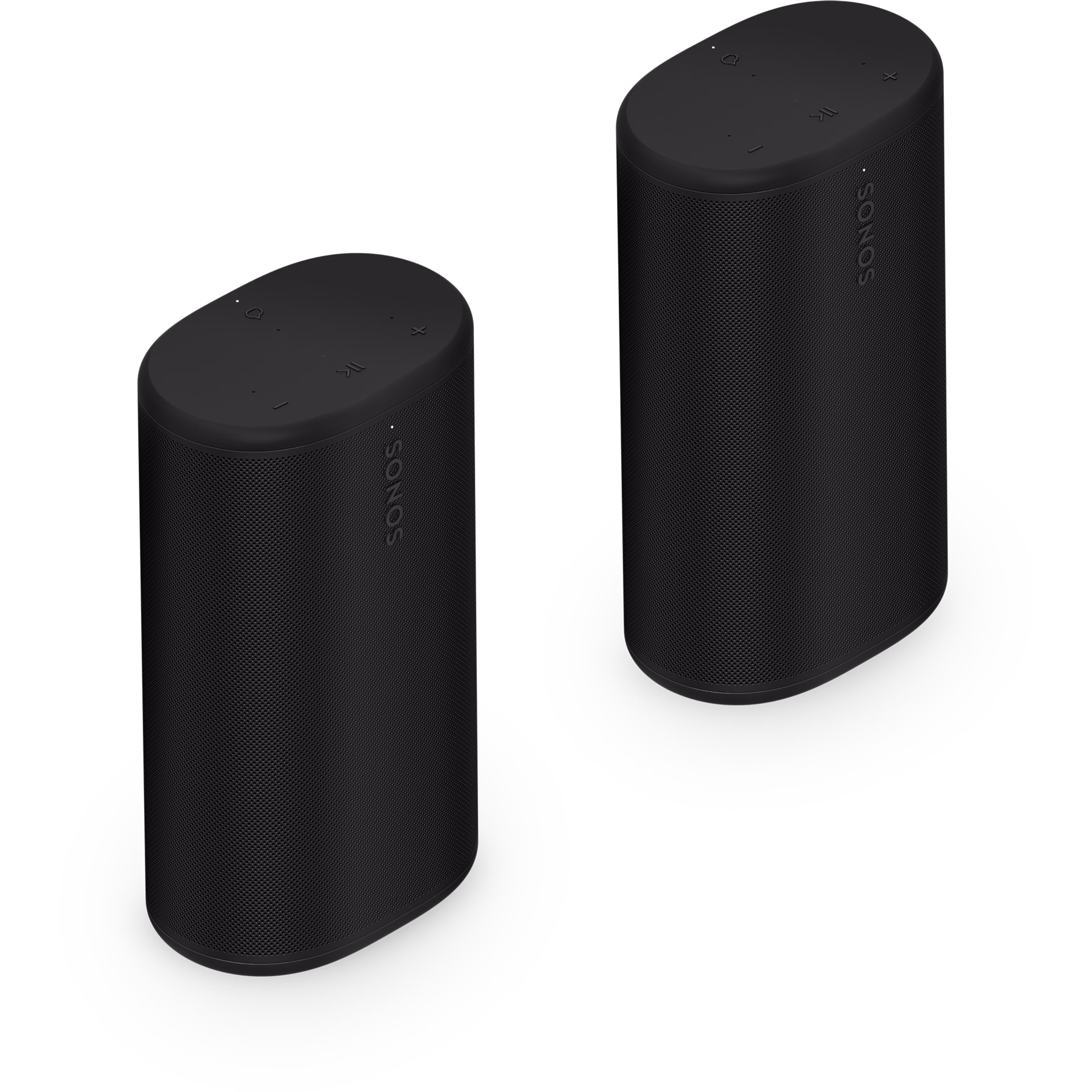 Angled view of the Sonos Play pair speaker set in black