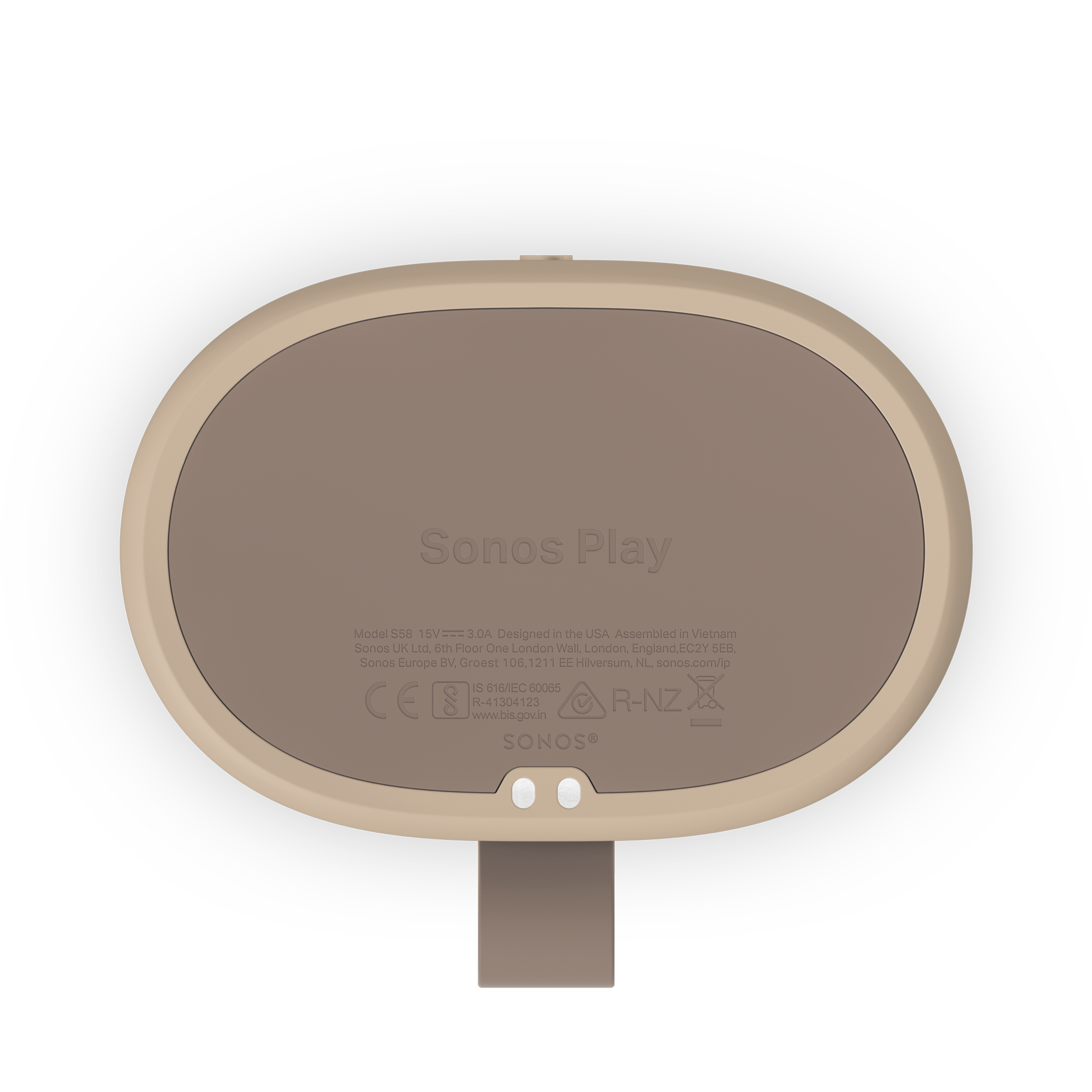 Vue de dessous d’un Sonos Play couleur Sable