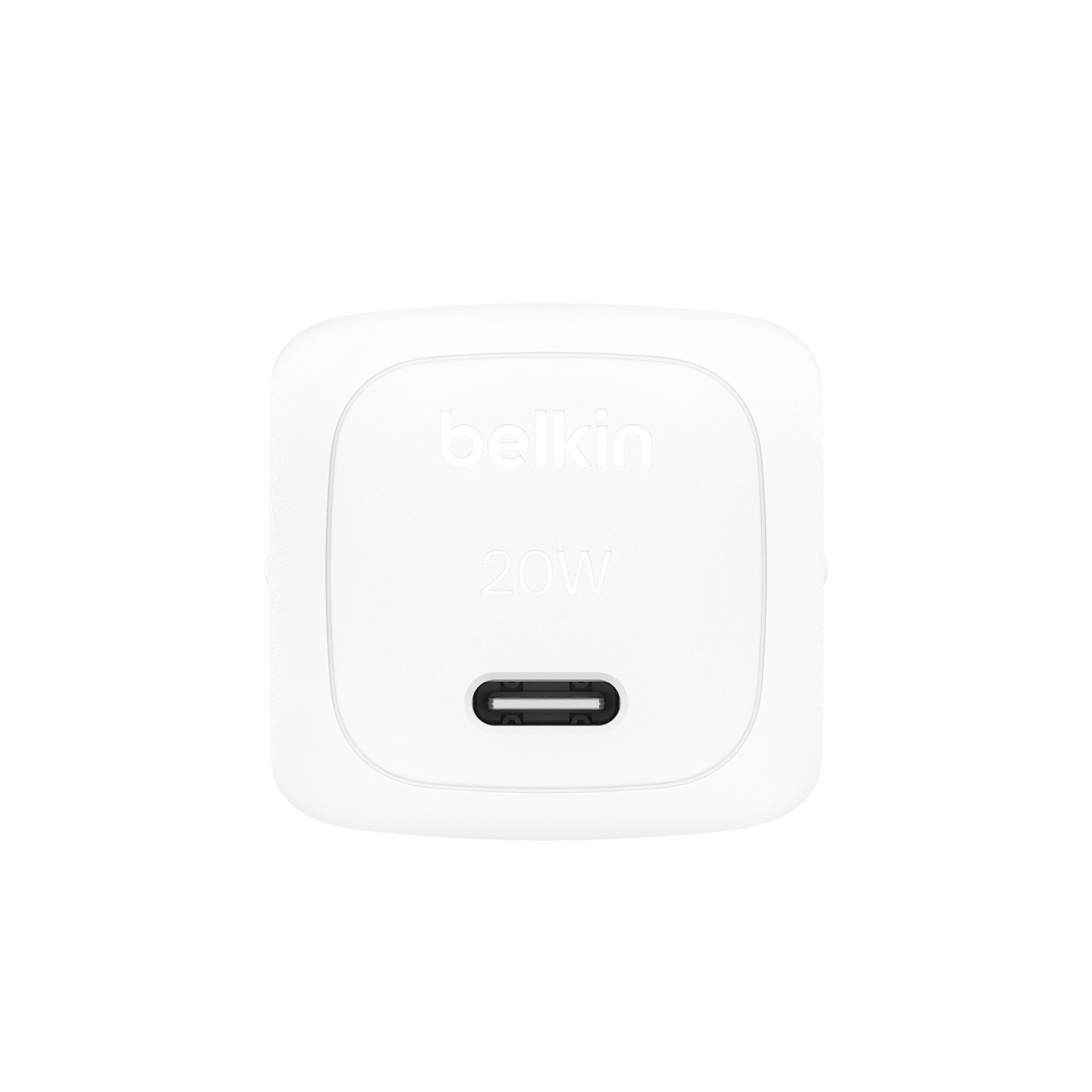 Vista posteriore dell’adattatore USB-C da 20 W Belkin bianco