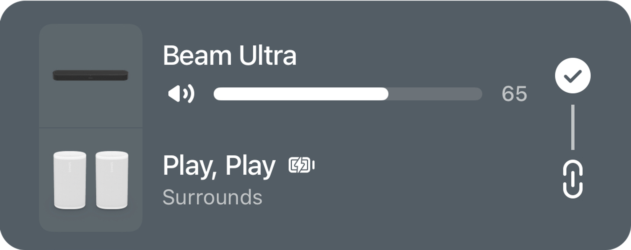 output picker showing portable surrounds linked to a Beam Ultra