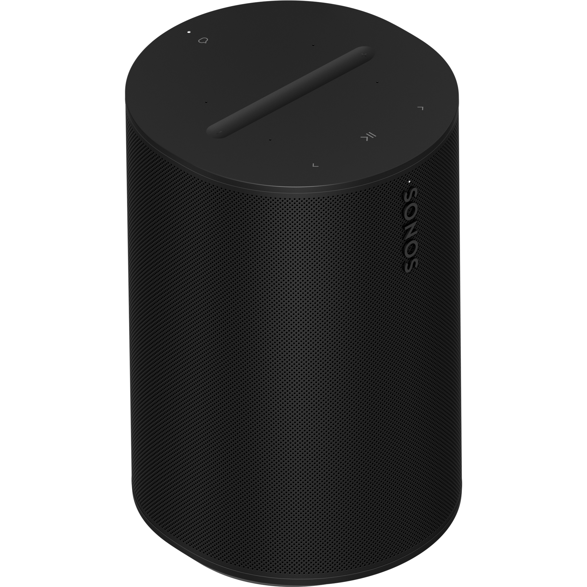 Black Sonos Era 100 speaker viewed from the front and above