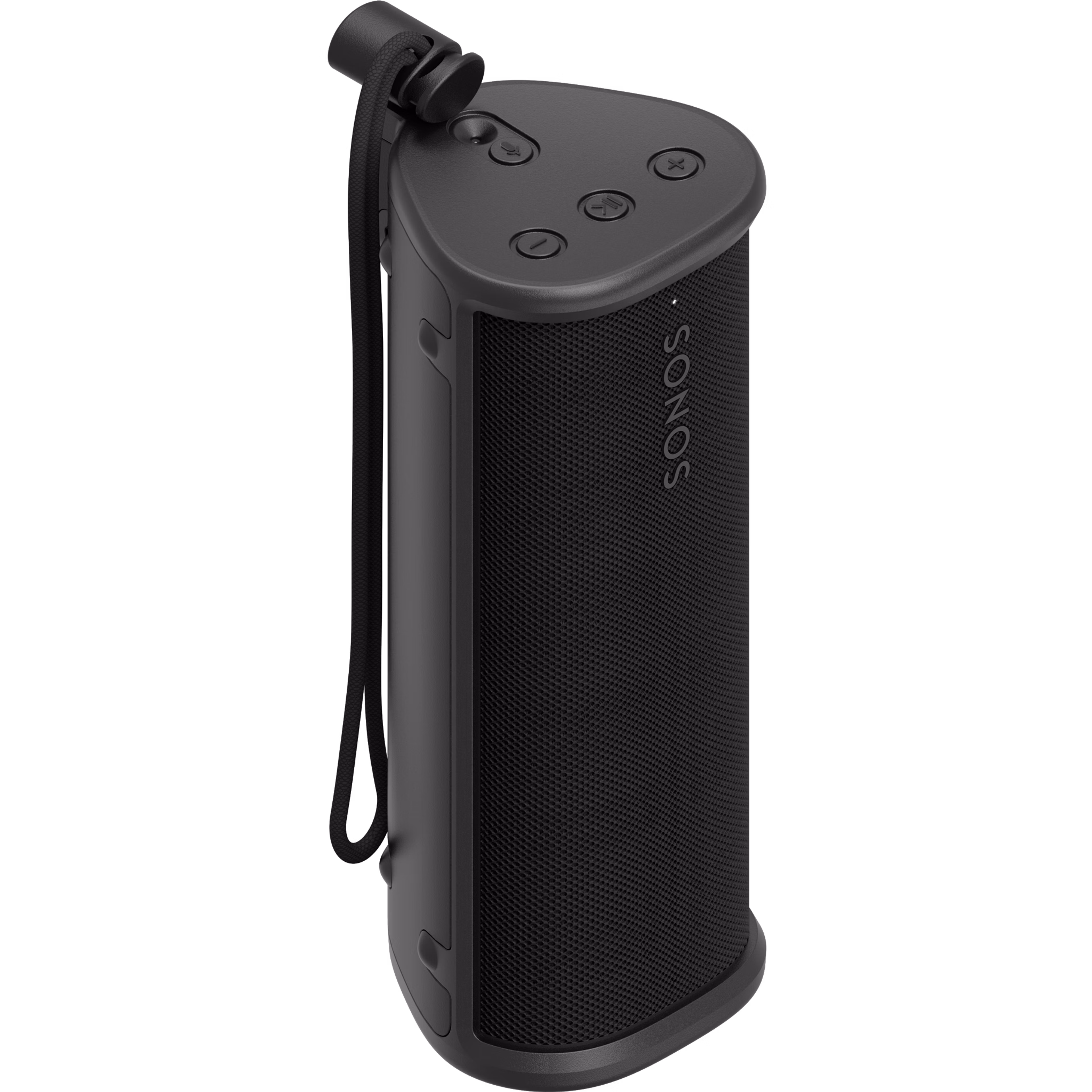 A black Roam 2 portable speaker encased in a black Otterbox Roam 2 case