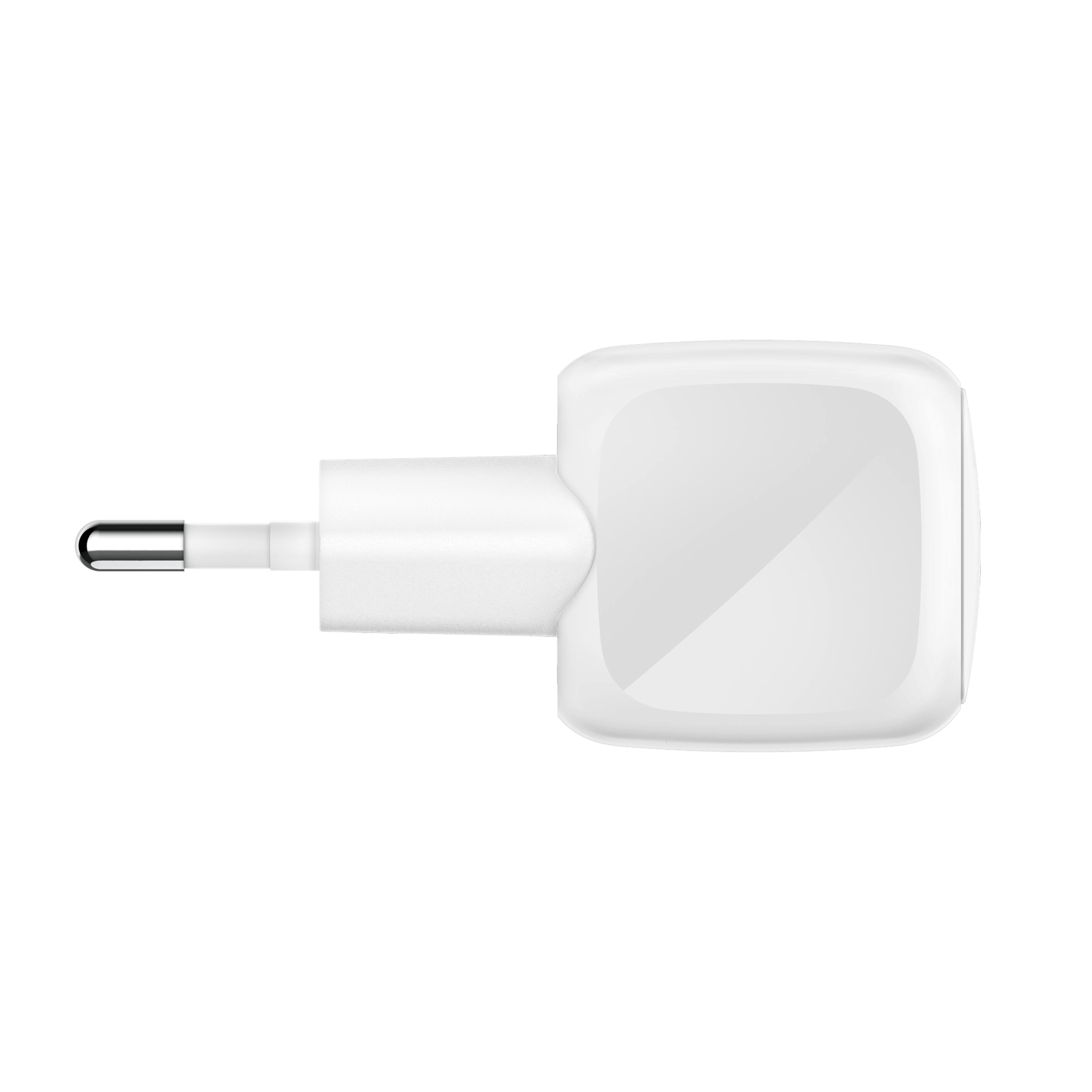 Hvid Belkin USB-C-strømadapter på 20 W set fra siden