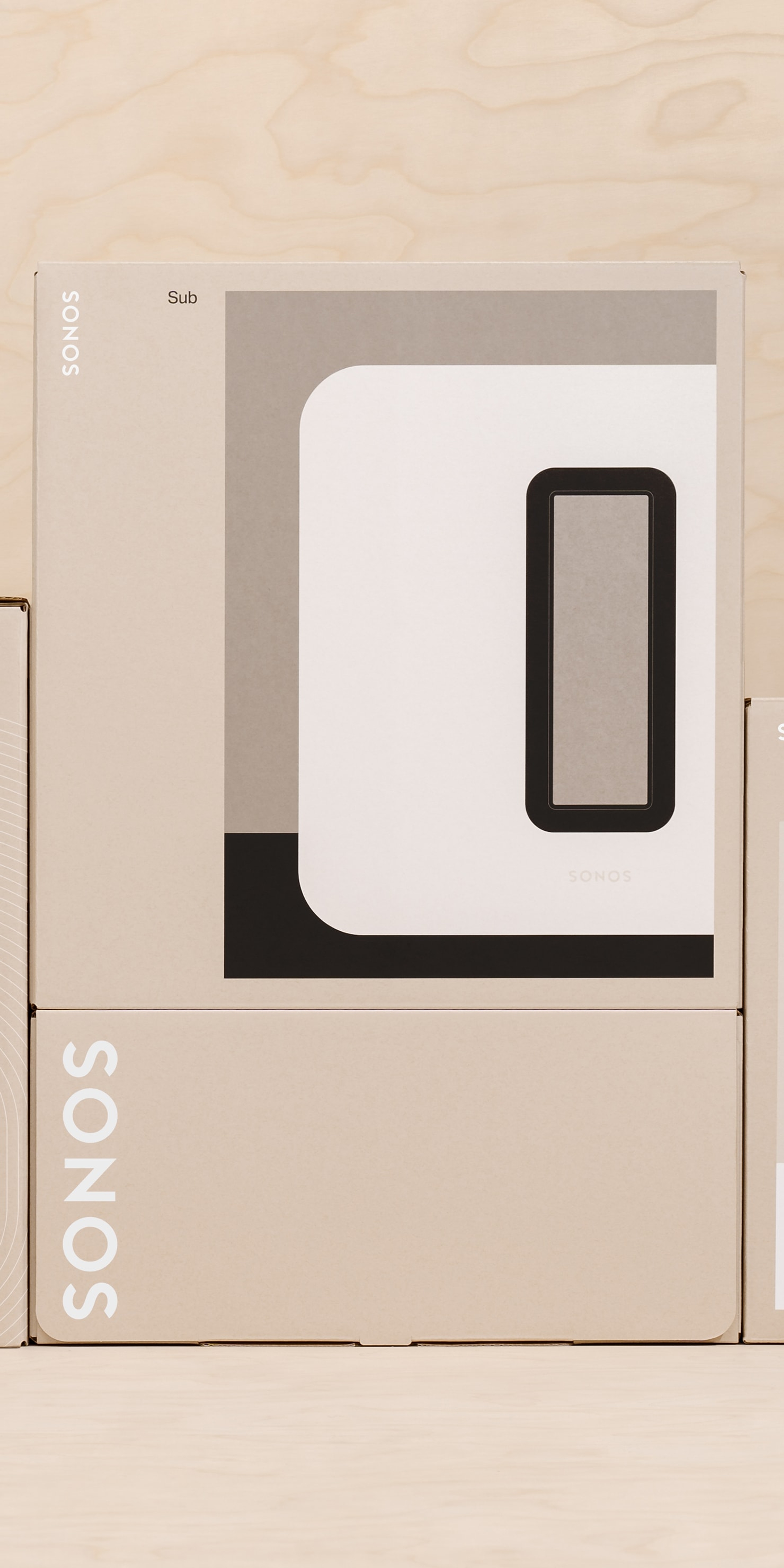 Wystawa produktów Sonos w opakowaniach