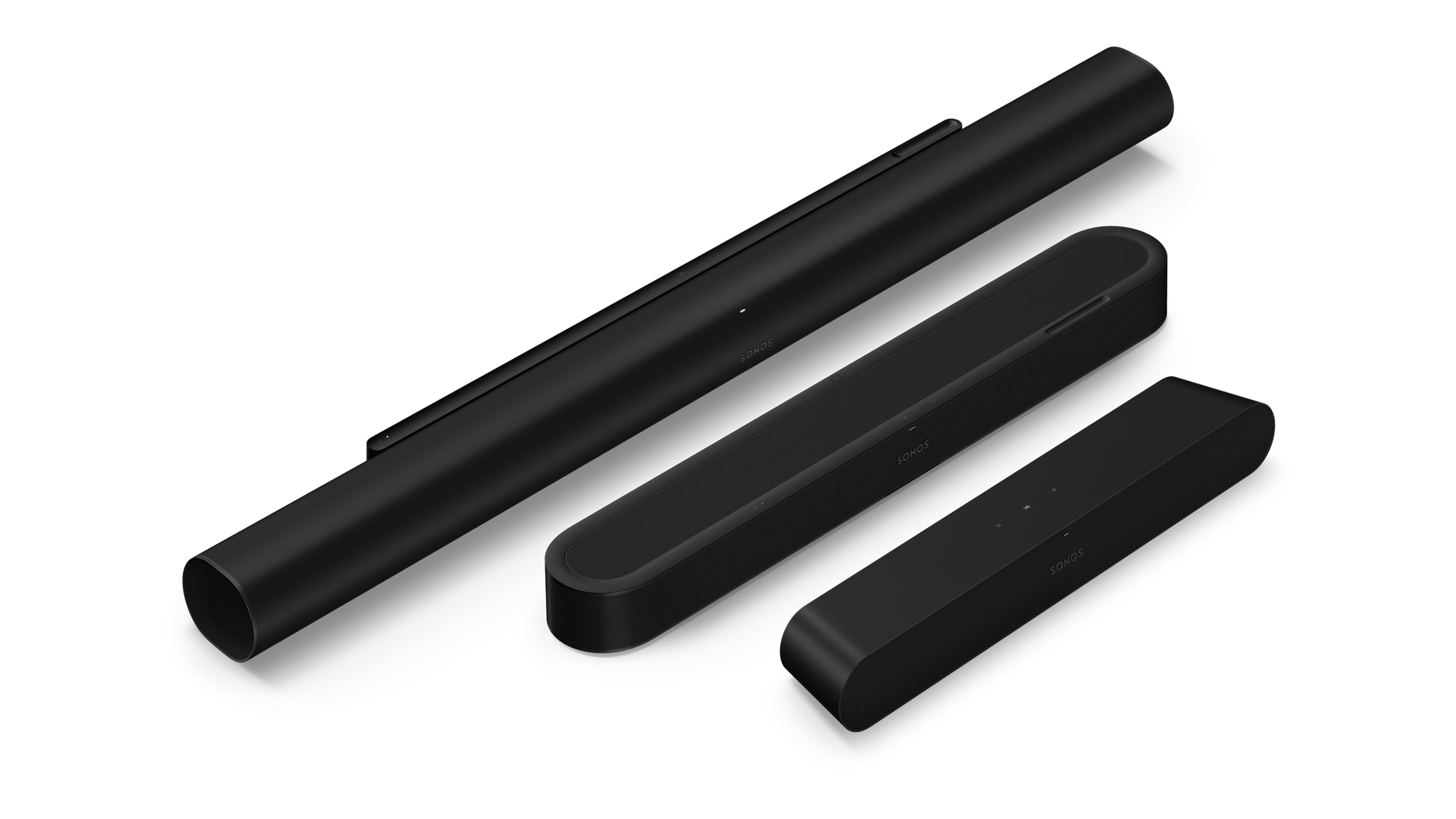 Sonos Arc Ultra, Sonos Beam Ultra and Sonos Ray in black