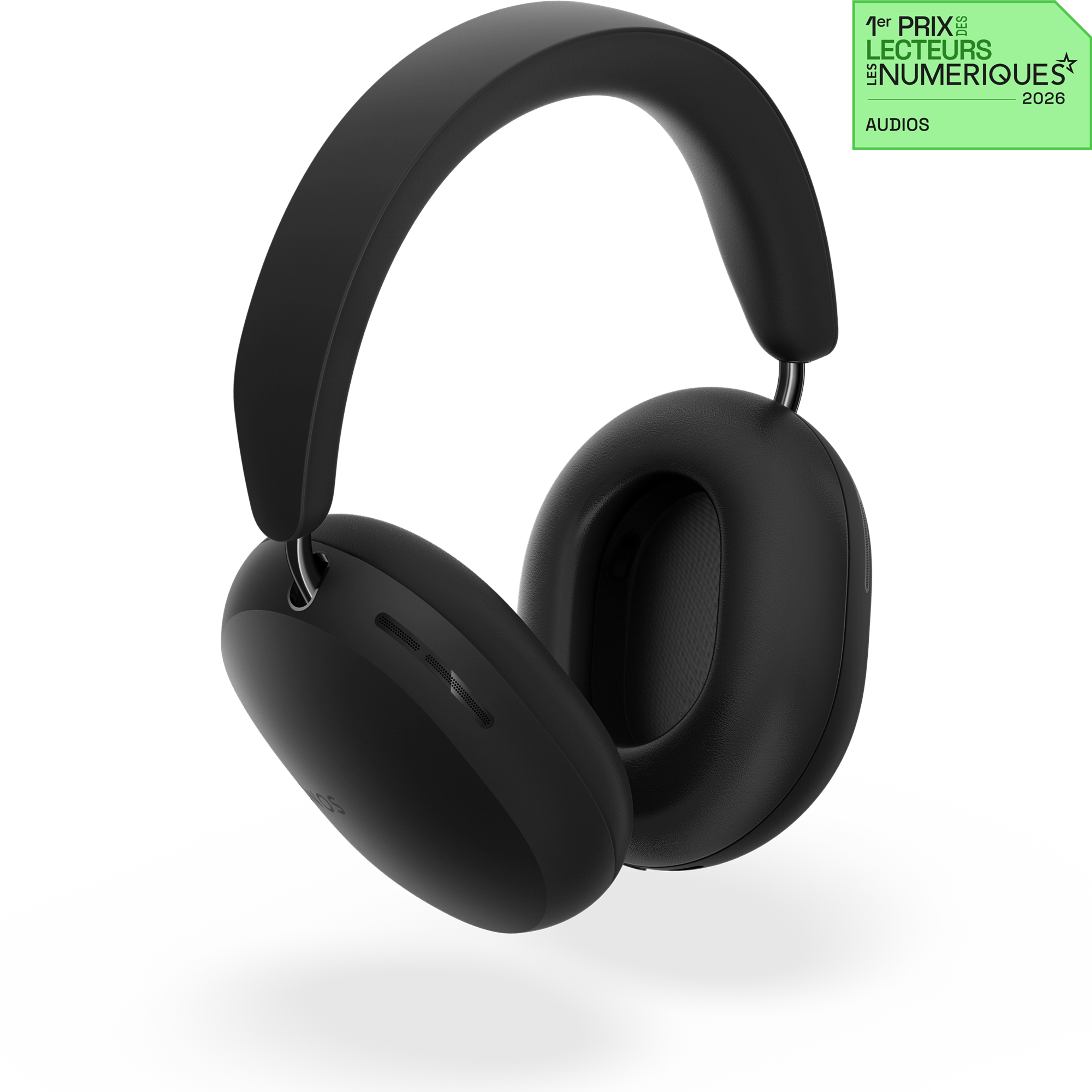 Casque audio Sonos Ace noir, légèrement tourné sur le côté