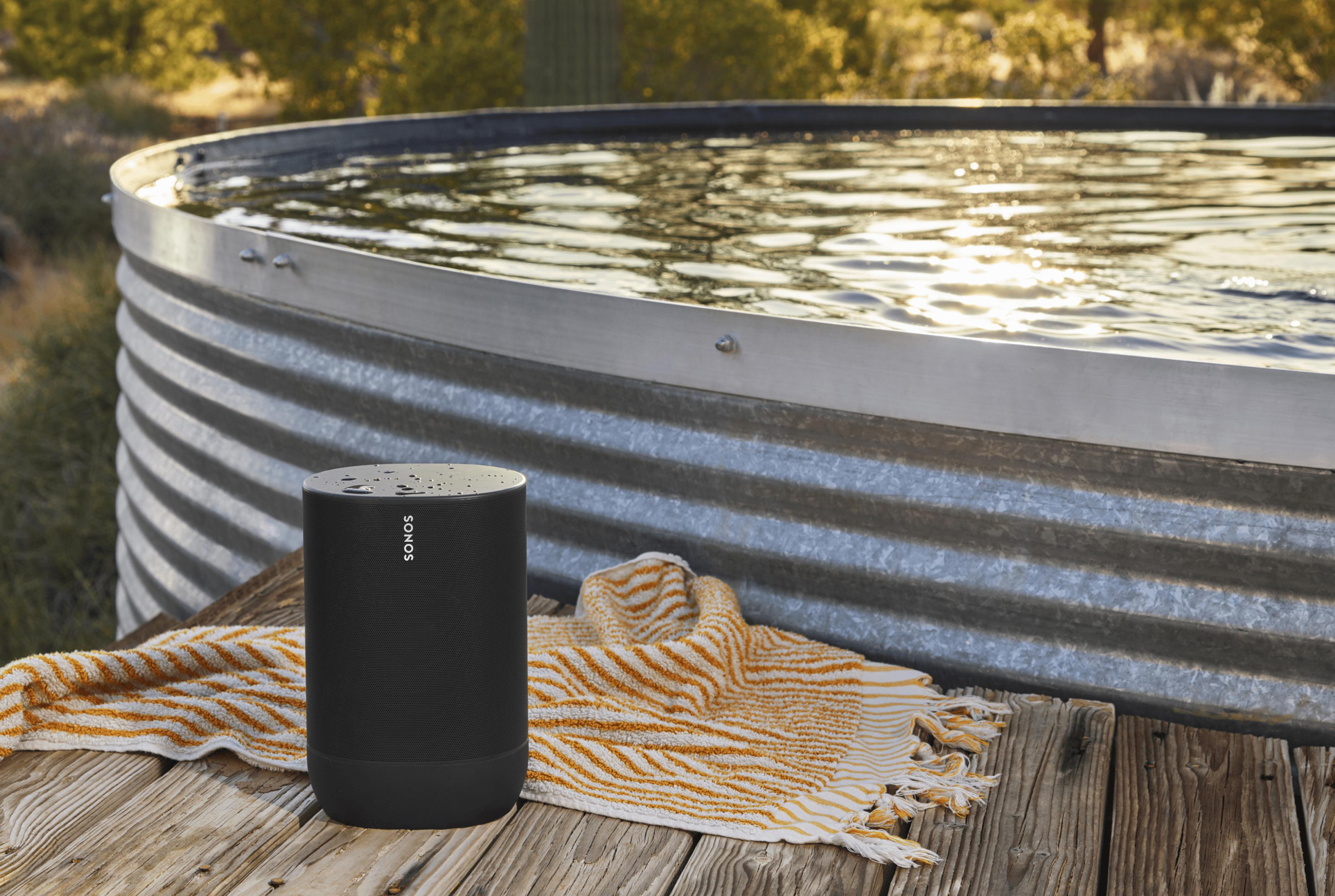 Move black outdoors with water