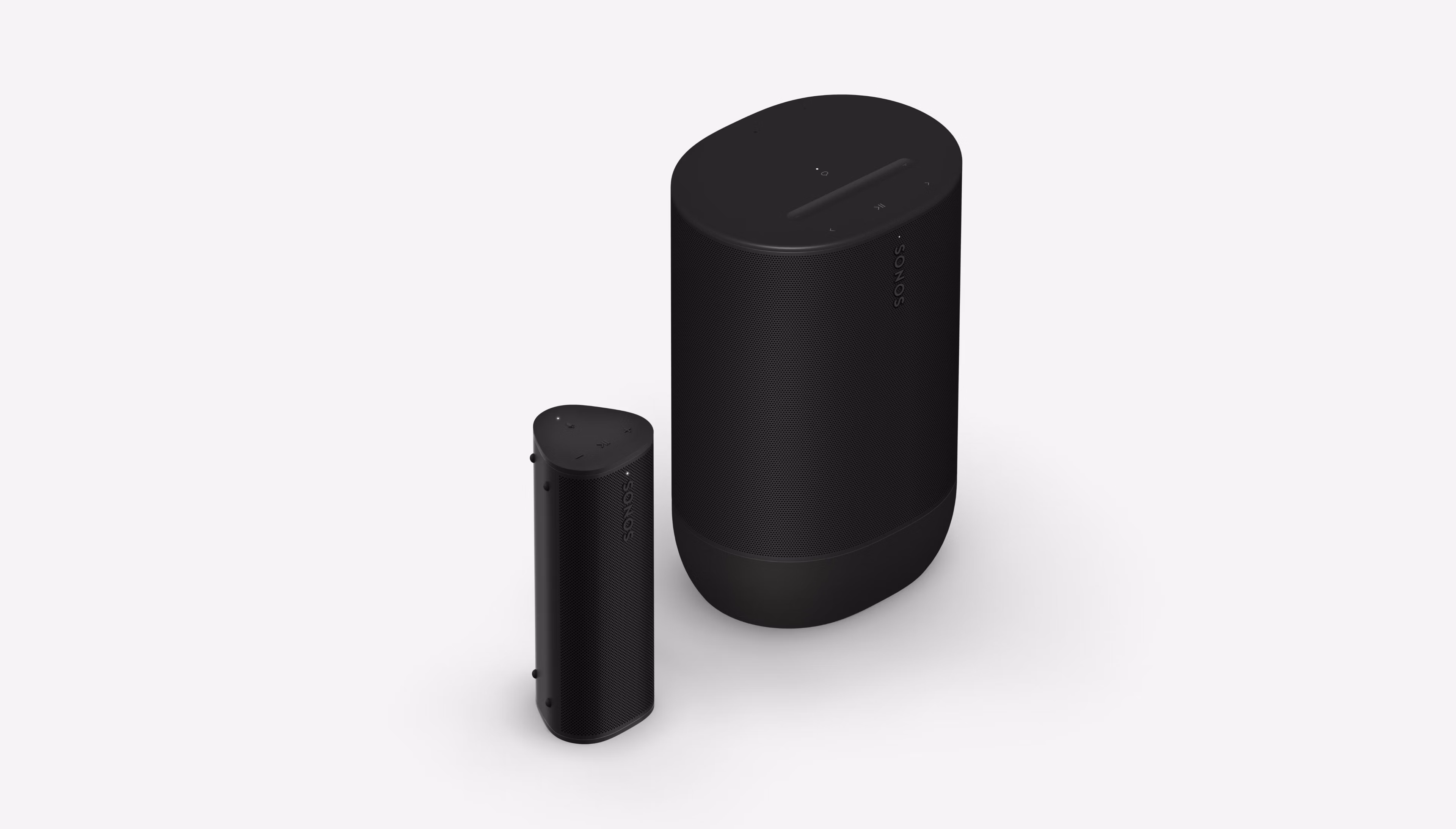 Sonos Roam 2 and Sonos Move 2 in black