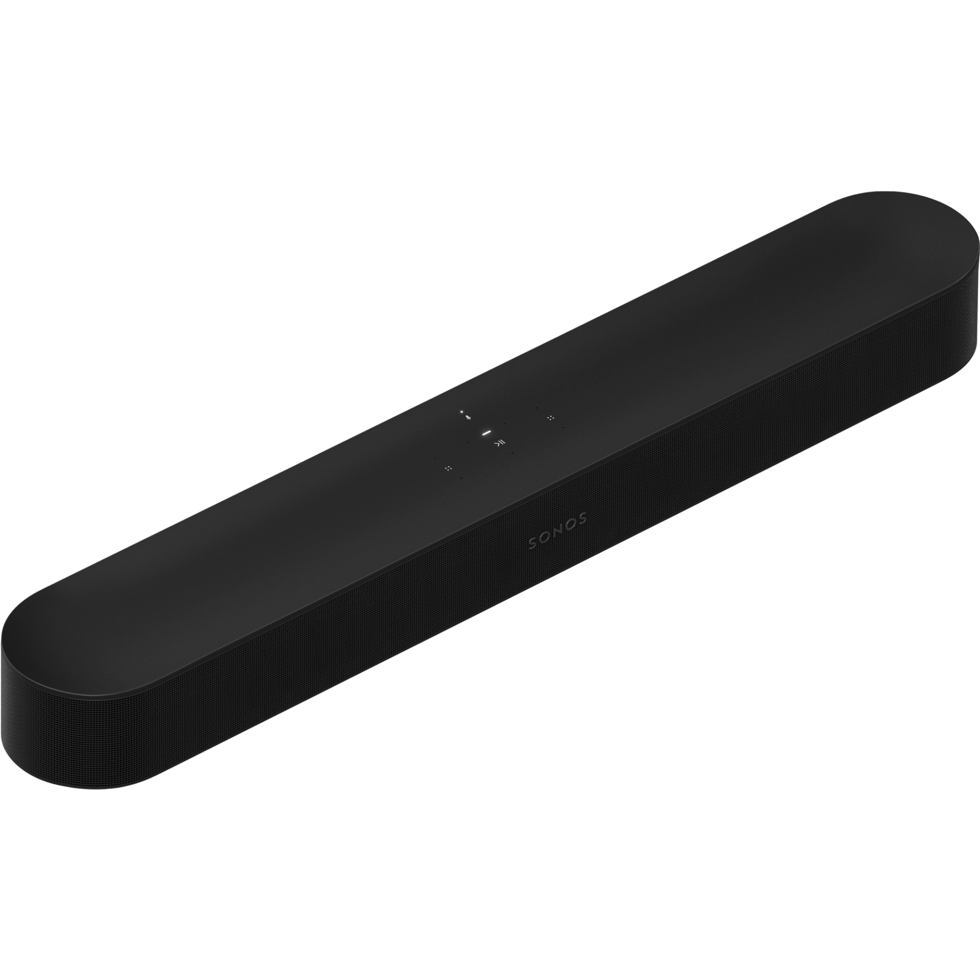 Black Sonos Beam Gen 2 soundbar viewed from the front and above