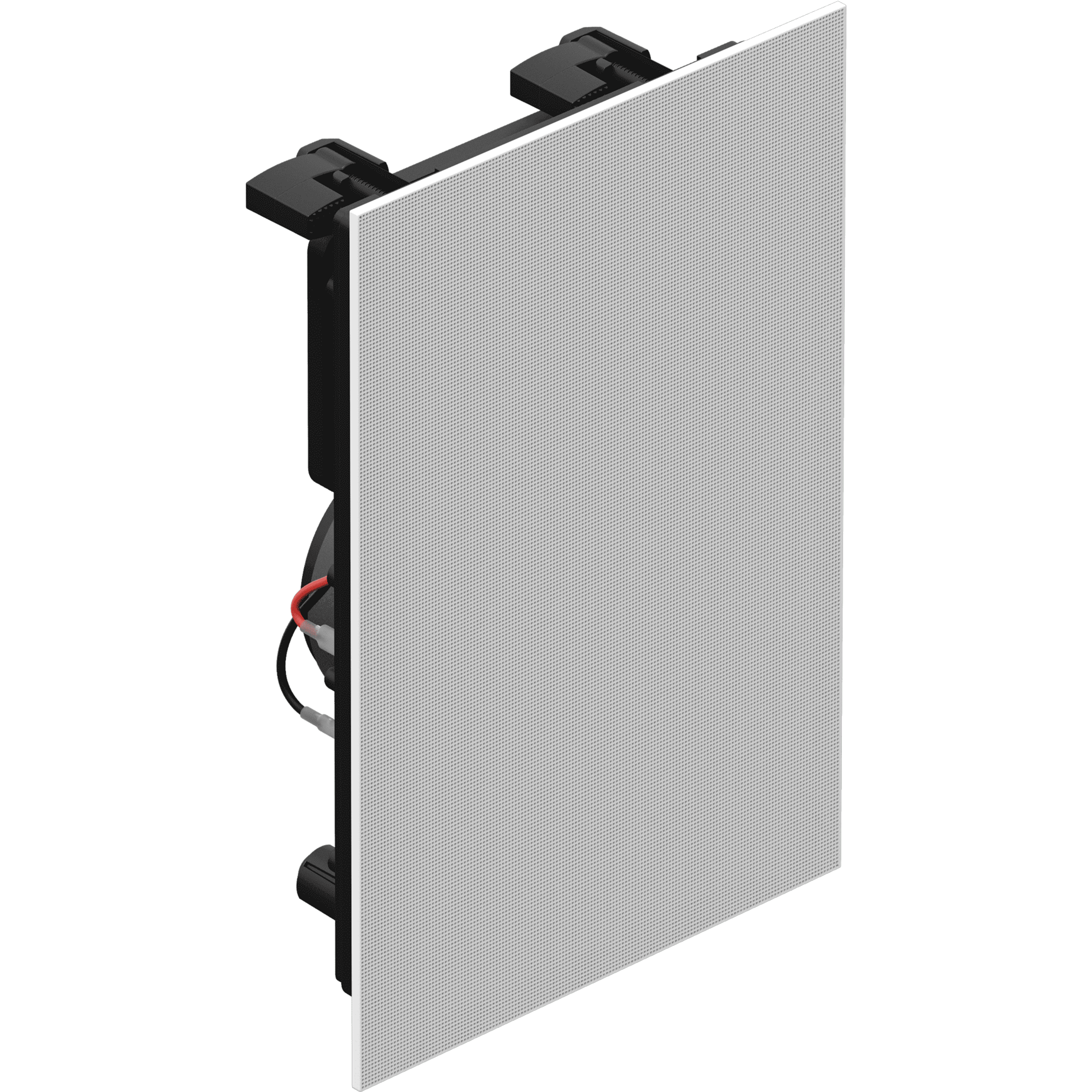 A single in-wall speaker turned at a slight angle