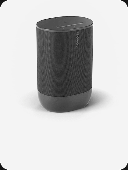 Zapętlony obraz GIF obracającego się Sonos Move 2 w kolorze czarnym