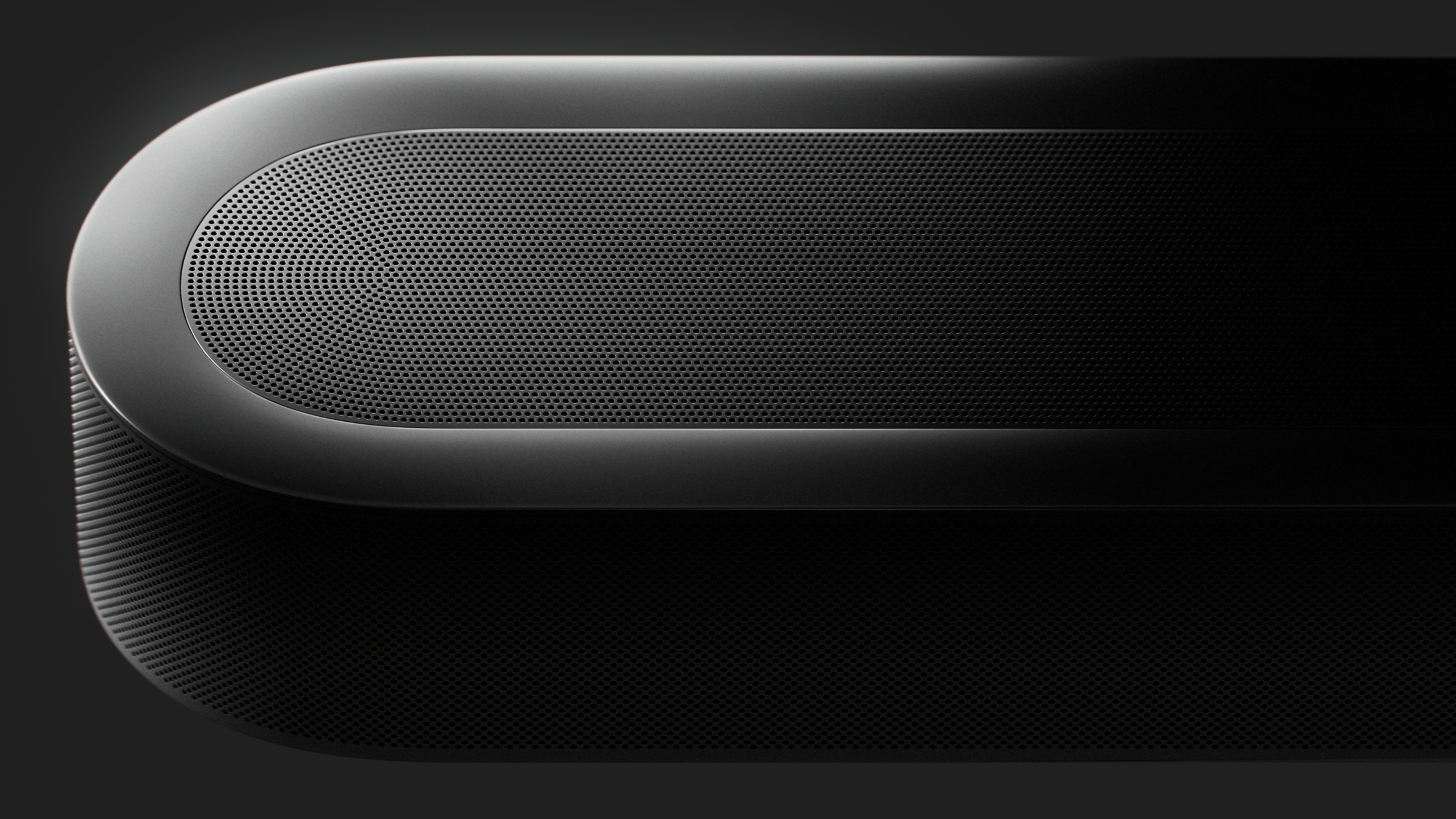Close up top view of a black Beam Ultra soundbar