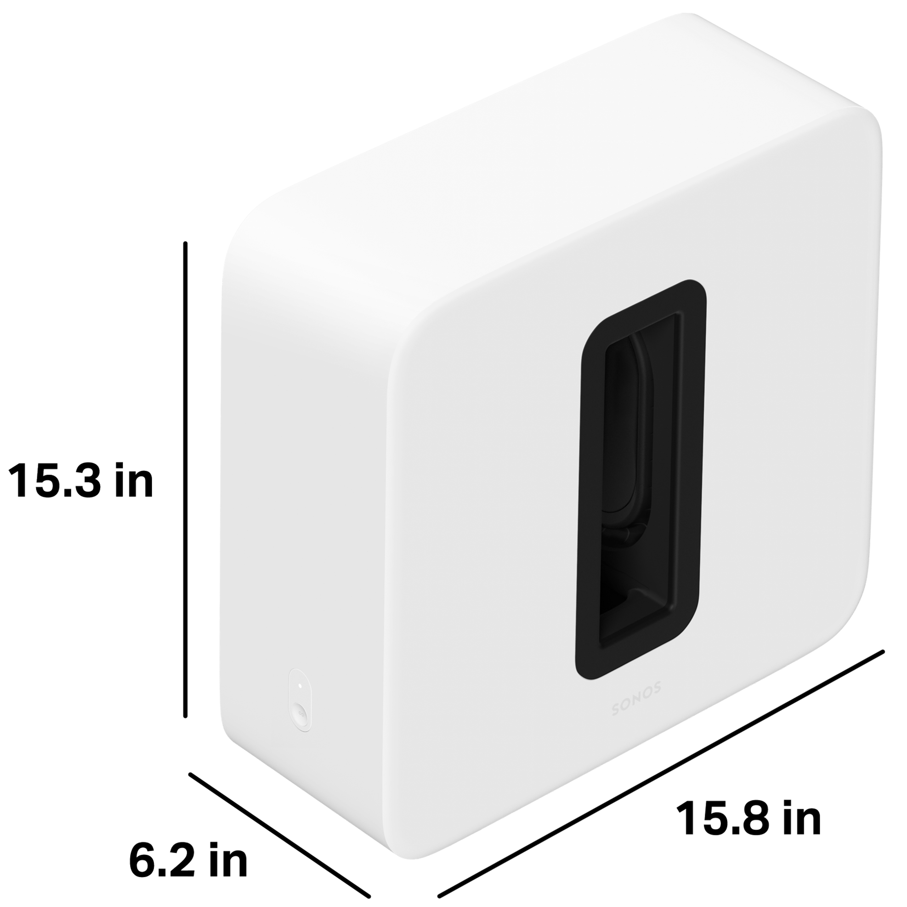 Sub 4 is 15.3 inches tall, 6.2 inches deep, and 15.8 inches wide