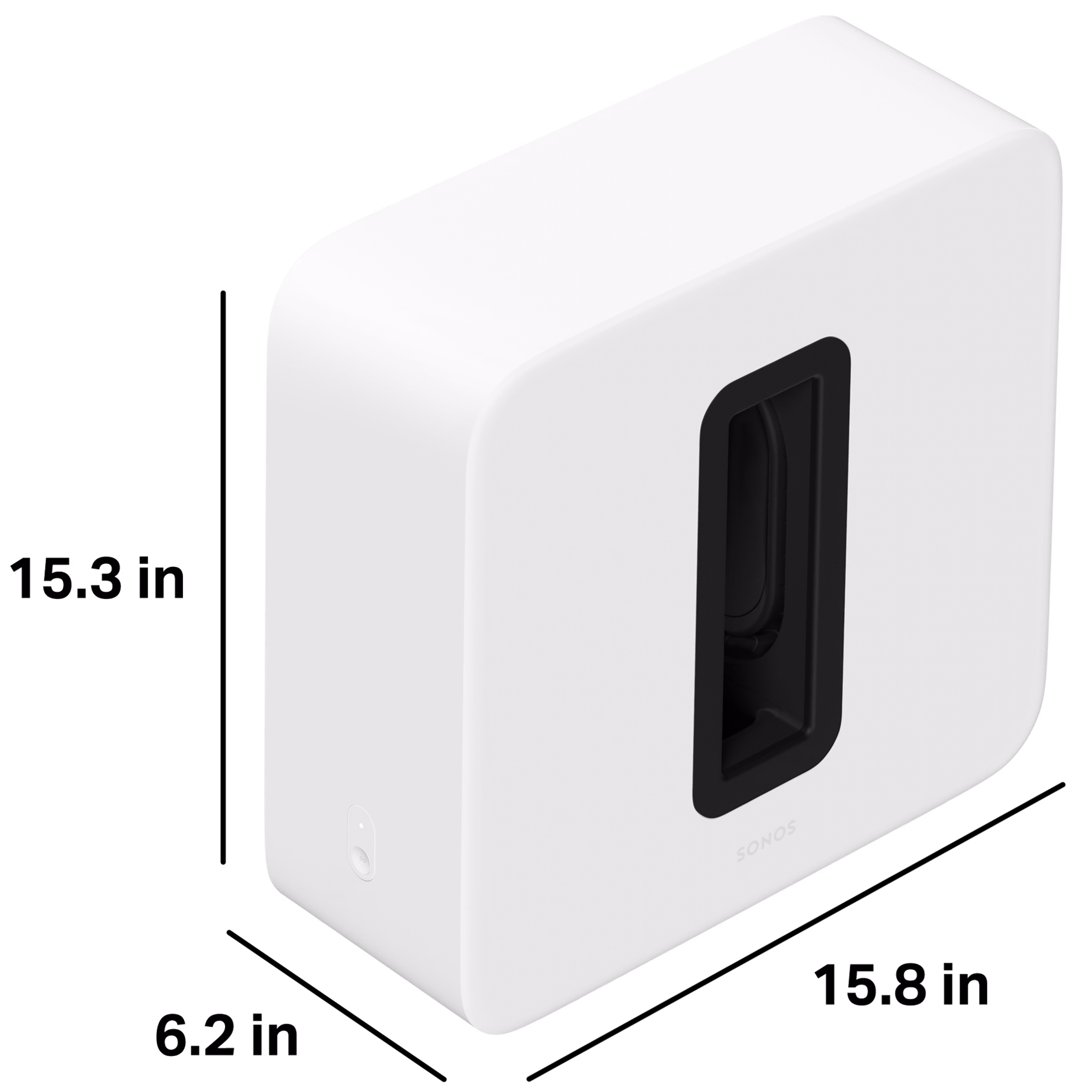 Sub 4 is 15.3 inches tall, 6.2 inches deep, and 15.8 inches wide