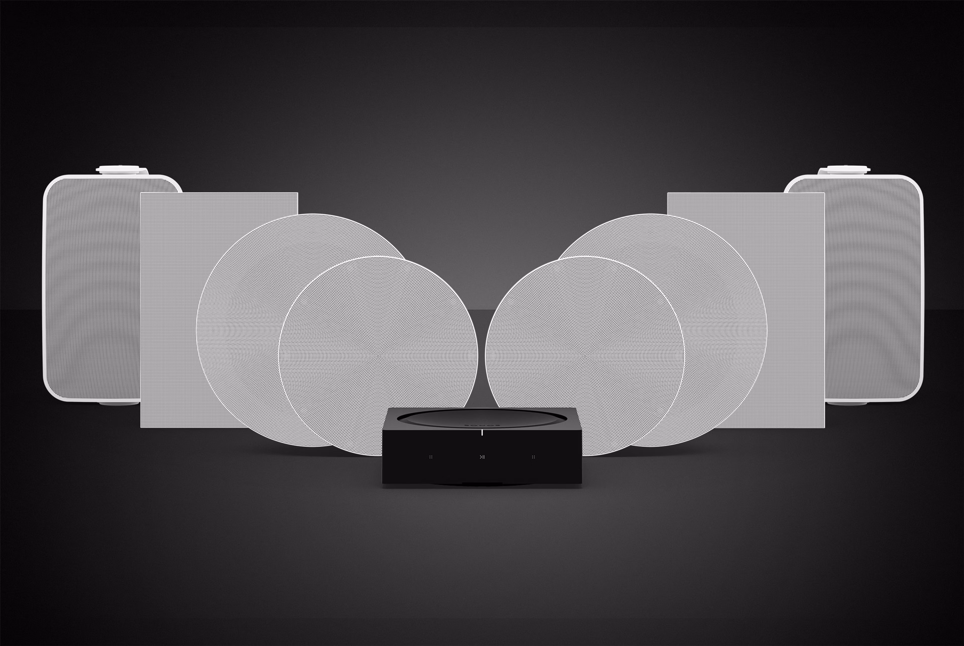 full Sonos by Sonance product line up with an Amp