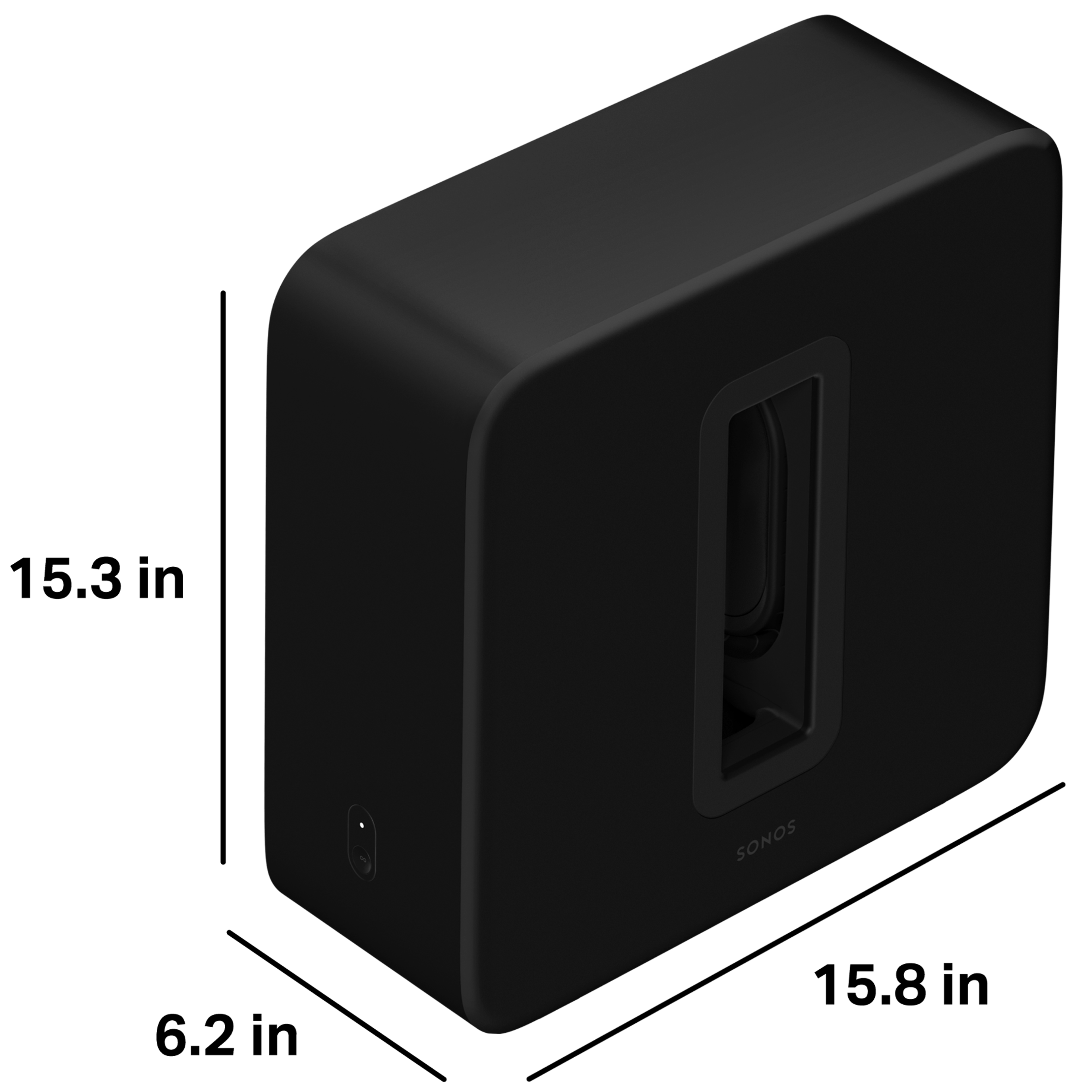 Sub 4 is 15.3 inches tall, 6.2 inches deep, and 15.8 inches wide