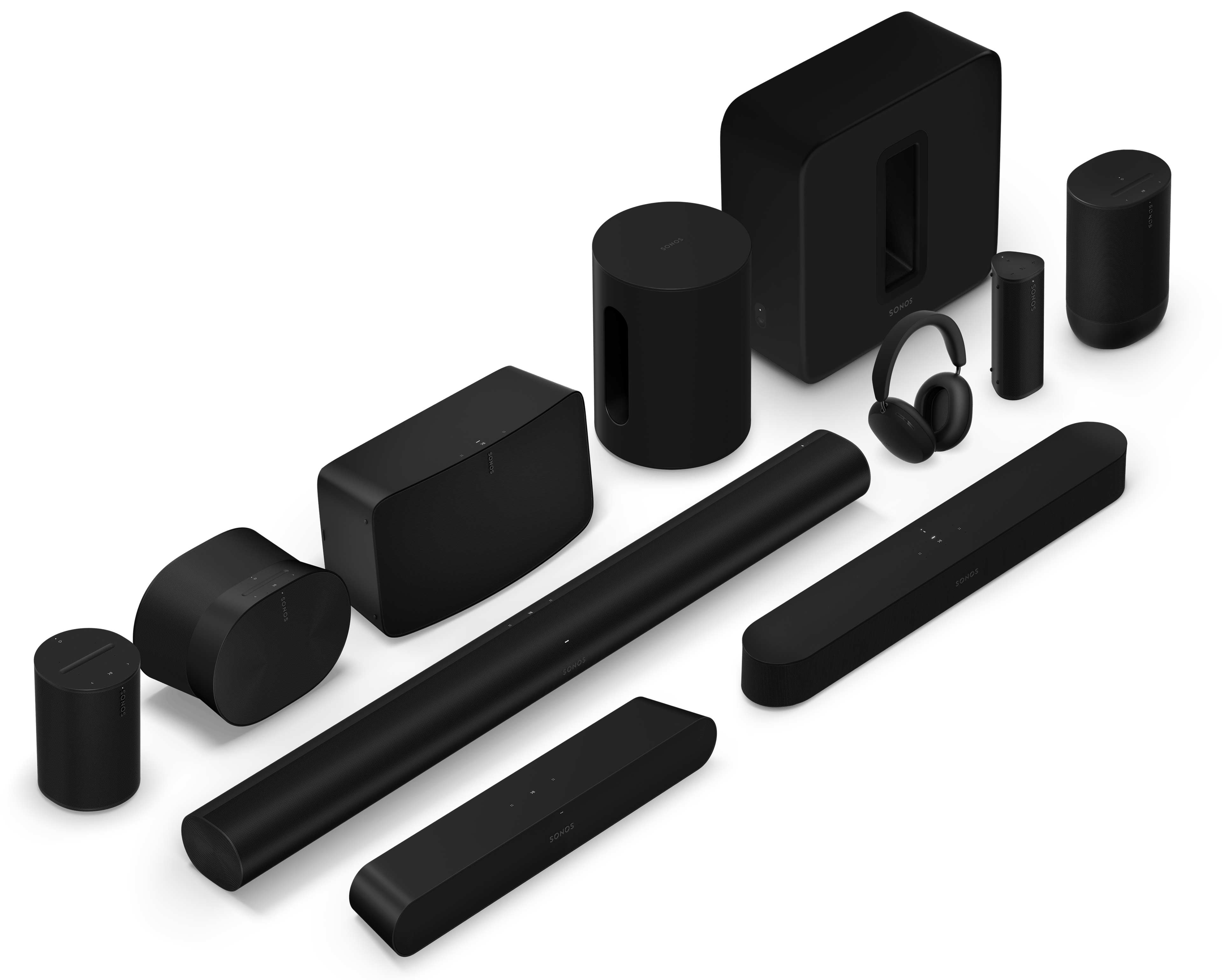 Línea completa de productos Sonos en negro