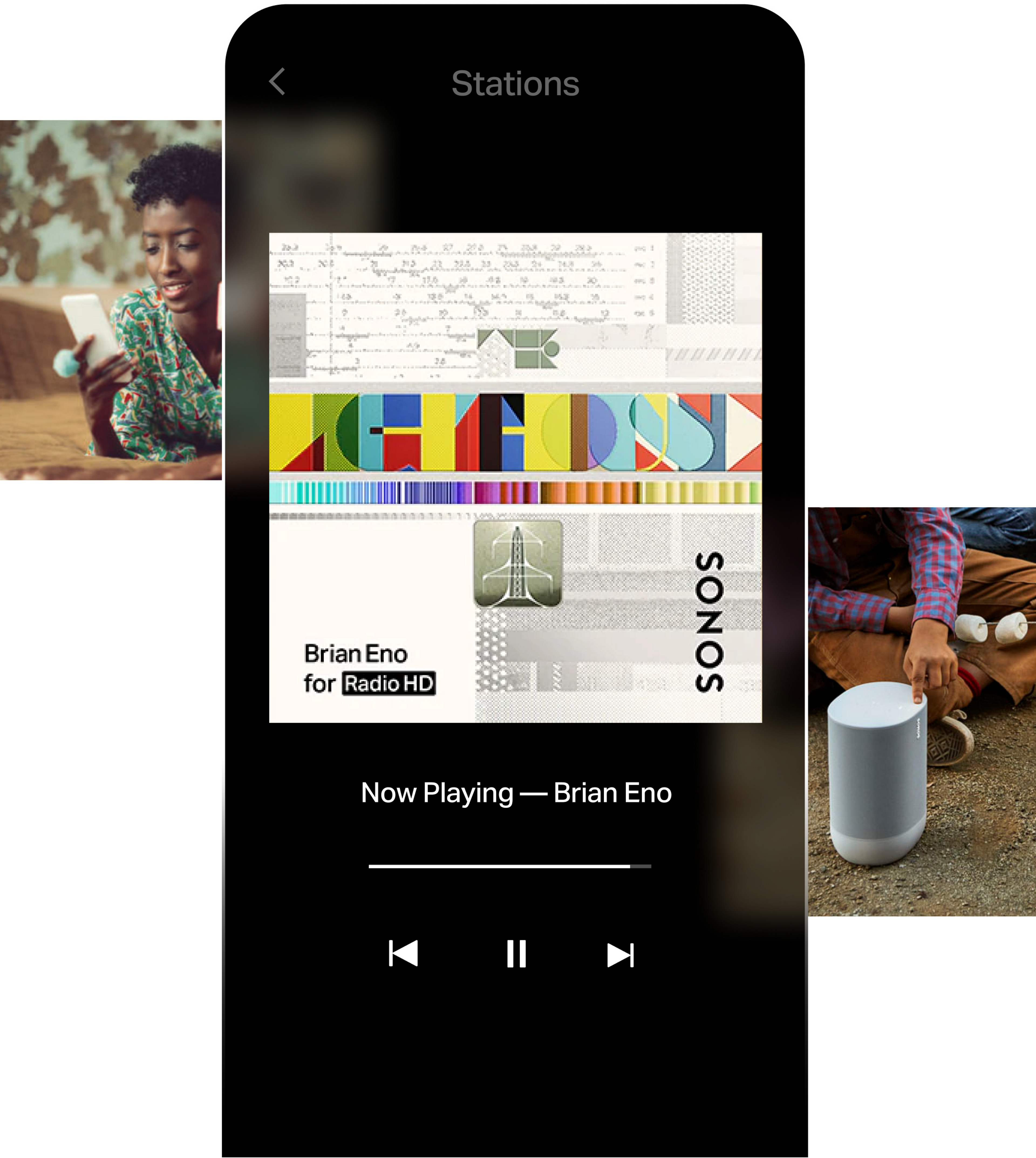 Brian Eno radio station phone collage