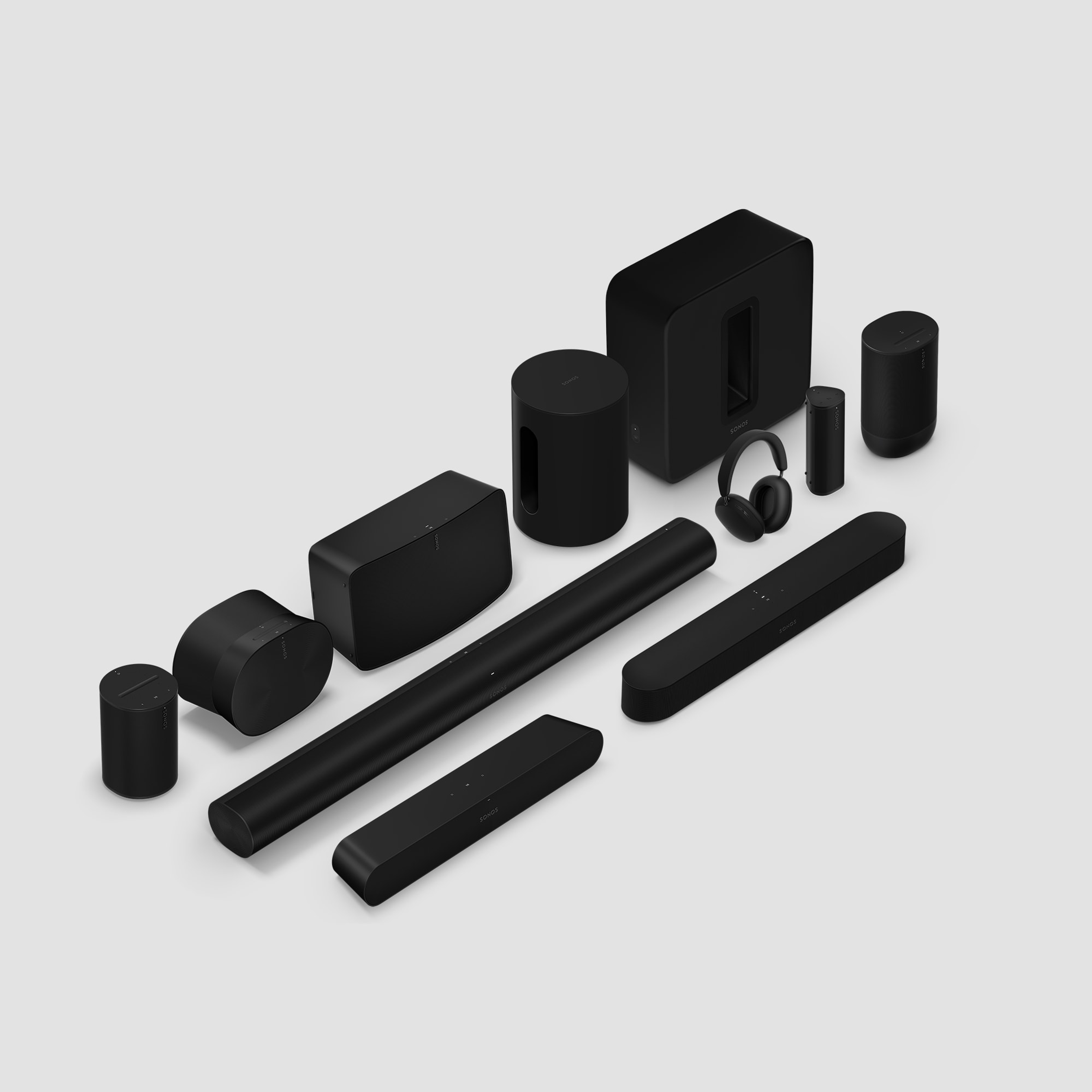 La gamme de produits Sonos en noir