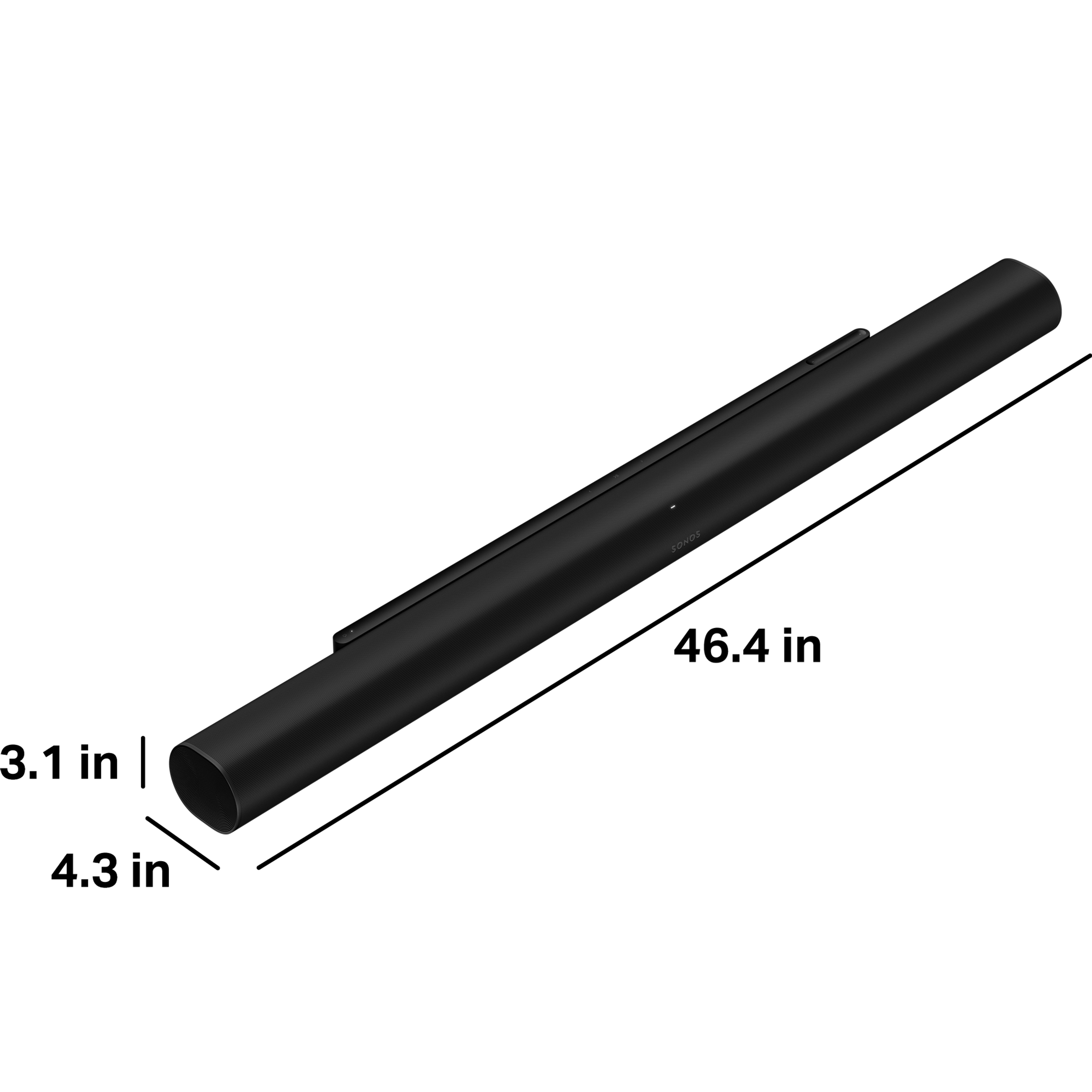 Arc Ultra is 3.1 inches tall, 4.3 inches deep, and 46.4 inches wide