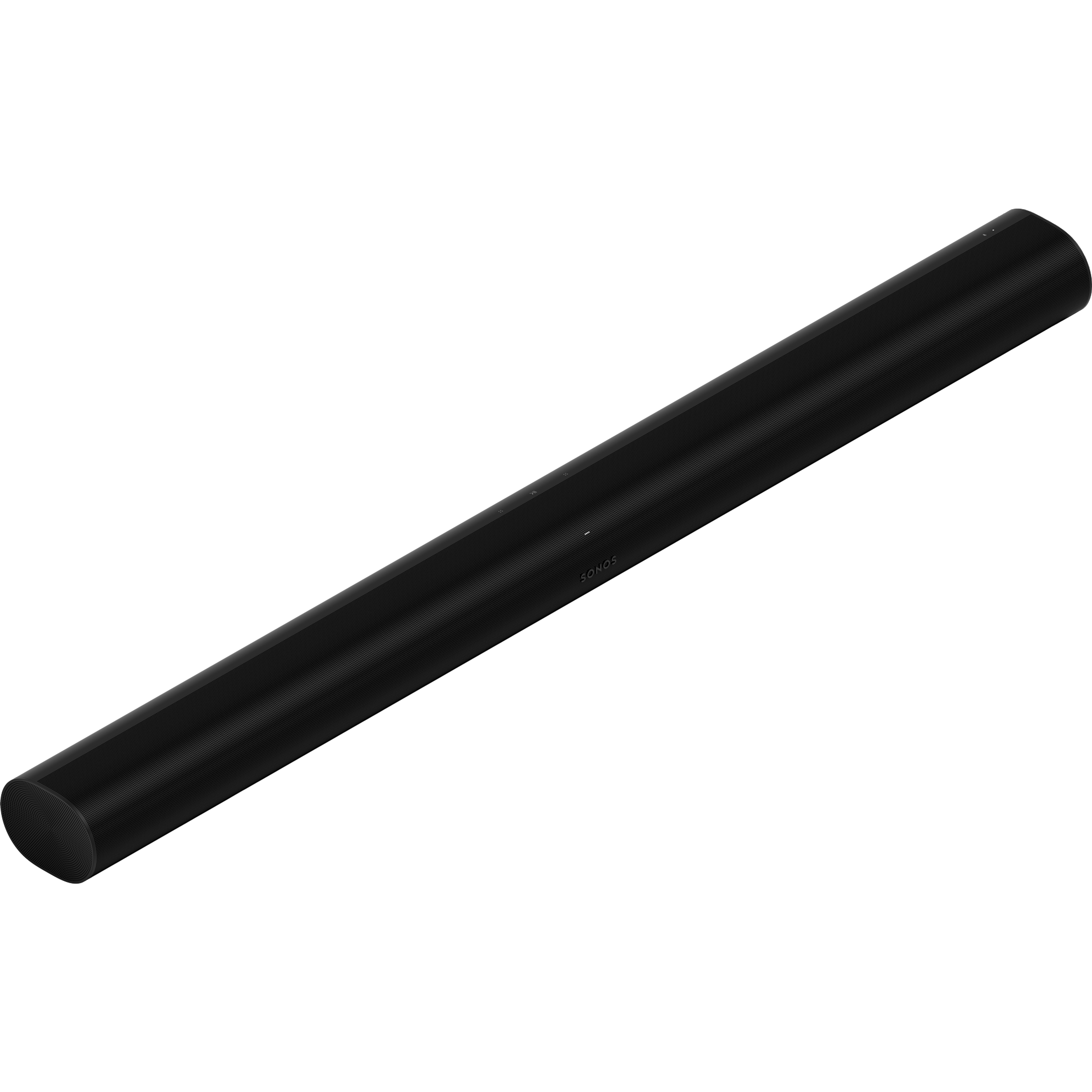 Imagen de una Sonos Arc en negro girado hacia un lado